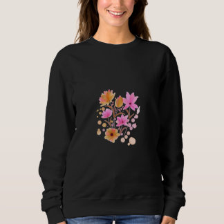 • Midnight Bloom – Zwarte bloemenshirt met lange m Trui