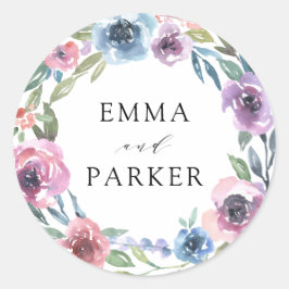 Midnight Blooms | Bloemenkrans Ronde Sticker