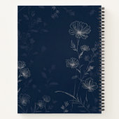 Midnight Blooms – Elegante Line Art Bloemen Notitieboek (Achterkant)