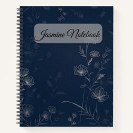 Midnight Blooms – Elegante Line Art Bloemen Notitieboek