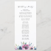 Midnight Blooms Floral krans | Huwelijksceremonie Programmakaart (Achterkant)