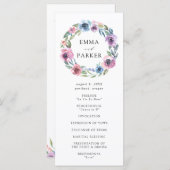 Midnight Blooms Floral krans | Huwelijksceremonie Programmakaart (Voorkant / Achterkant)