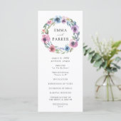 Midnight Blooms Floral krans | Huwelijksceremonie Programmakaart (Staand voorkant)