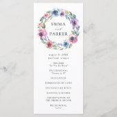 Midnight Blooms Floral krans | Huwelijksceremonie Programmakaart (Voorkant)