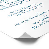 Midnight Blooms Floral Wedding Seding Chart Sign Poster (Hoek)