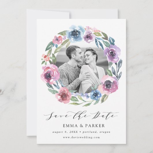 Midnight Blooms | Foto Save The Date Kaart (Voorkant)