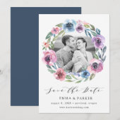 Midnight Blooms | Foto Save The Date Kaart (Voorkant / Achterkant)