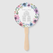 Midnight Blooms | Gepersonaliseerd trouwprogramma Handwaaier (Achterkant)