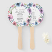 Midnight Blooms | Gepersonaliseerd trouwprogramma Handwaaier (Voorkant en achterkant)