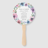 Midnight Blooms | Gepersonaliseerd trouwprogramma Handwaaier (Voorkant)