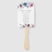 Midnight Blooms | Gepersonaliseerd trouwprogramma Handwaaier (Voorkant)