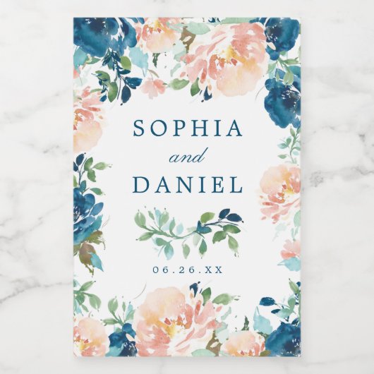 Midnight Blooms Huwelijksgunsten Mini Wijn Labels Wijn Etiket (Enkel label)