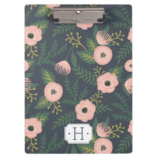 Midnight Blooms Monogram Klembord (Voorkant)