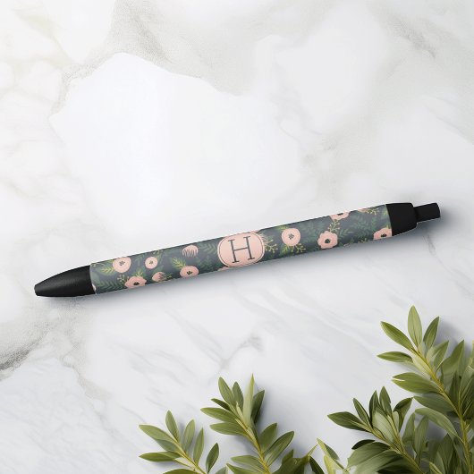 Midnight Blooms Monogram Zwarte Inkt Pen