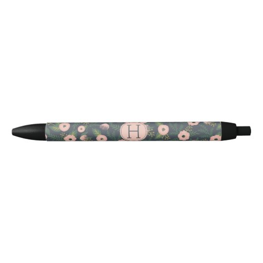 Midnight Blooms Monogram Zwarte Inkt Pen (Voorkant)