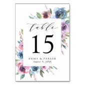 Midnight Blooms | Paarse en blauwe bloemenbruiloft Kaart (Achterkant)