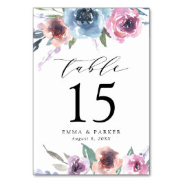 Midnight Blooms | Paarse en blauwe bloemige bruilo Kaart