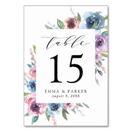 Midnight Blooms | Paarse en blauwe bloemige bruilo Kaart