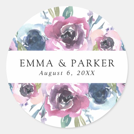 Midnight Blooms | Ronde Sticker (Voorkant)