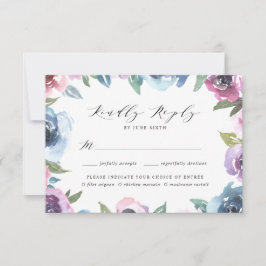 Midnight Blooms | RSVP-kaart met maaltijdkeuze RSVP Kaartje