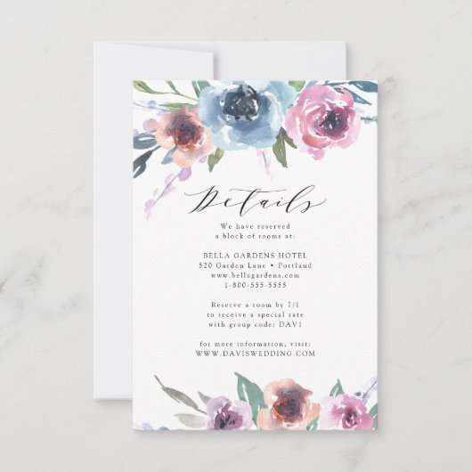 Midnight Blooms | Trouwdetails kaart (Voorkant)