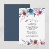 Midnight Blooms | Trouwdetails kaart (Voorkant / Achterkant)