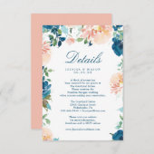 Midnight Blooms Waterverf Wedding Details Kaart (Voorkant / Achterkant)