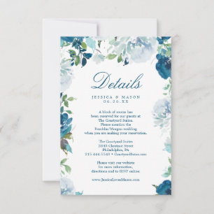Midnight Blooms Waterverf Wedding Details Kaart