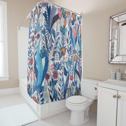 Midnight Bloomscape Douchegordijn (In situ)