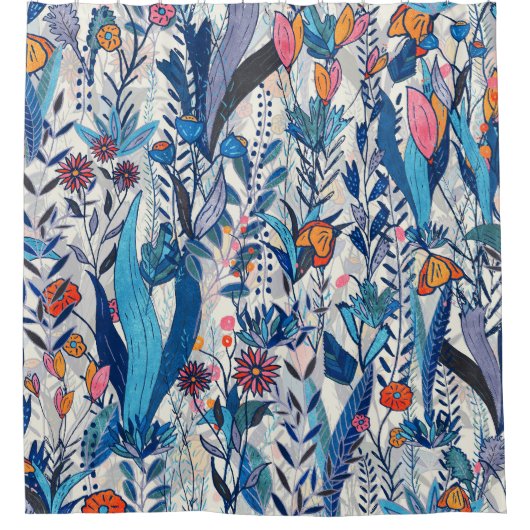 Midnight Bloomscape Douchegordijn (Voorkant)