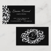 Midnight Blossom-BLACK met Monogram Visitekaartje (Voorkant / Achterkant)