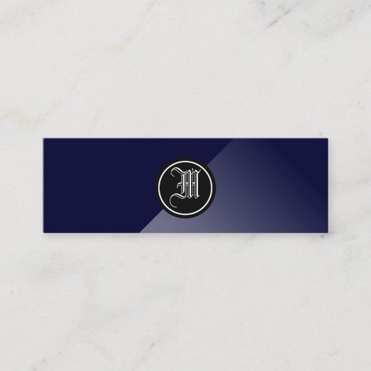 Midnight Blue Abstract gothic Monogram Mini Visitekaartje (Voorkant)