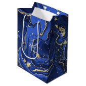 Midnight Blue agate Abstracte naam Monogram Medium Cadeauzakje (Voorkant Gekanteld)