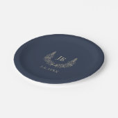 Midnight Blue and Gold Initialen Wedding Papieren Bordje (Gekanteld)