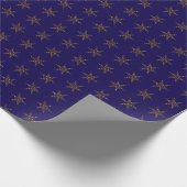 Midnight Blue and Gold Star Wrapping Paper Cadeaupapier (Hoek)