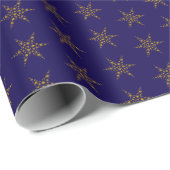 Midnight Blue and Gold Star Wrapping Paper Cadeaupapier (Rol Hoek)