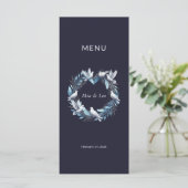 Midnight Blue and Wreath / Boda Azul y Corona Menu (Staand voorkant)