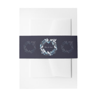 Midnight Blue and Wreath / Boda Azul y Corona Uitnodigingen Wikkel