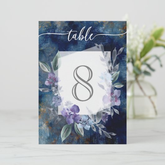 Midnight Blue Anemone floral rustic schoonheid, Kaart (Staand voorkant)