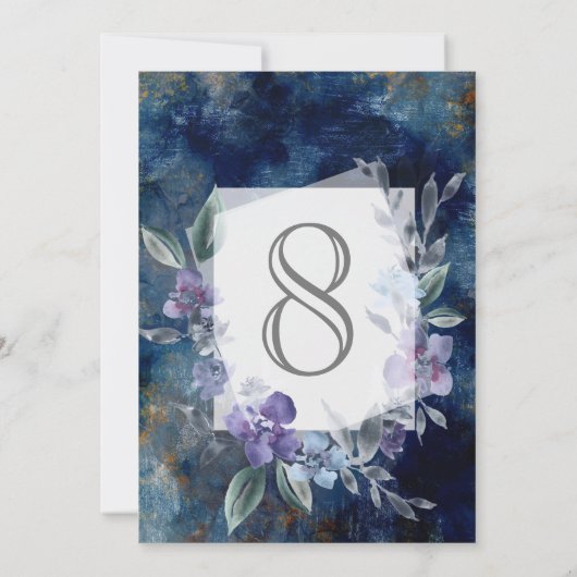 Midnight Blue Anemone floral rustic schoonheid, Kaart (Achterkant)