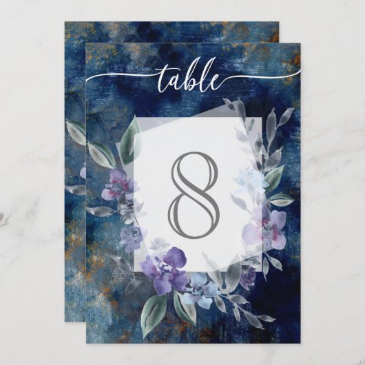 Midnight Blue Anemone floral rustic schoonheid, Kaart (Voorkant / Achterkant)