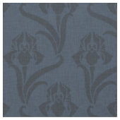 Midnight Blue Art Nouveau Iris stof (Close Up)