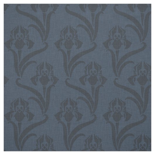 Midnight Blue Art Nouveau Iris stof (Swatch)