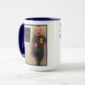 Midnight Blue Baby Boy Foto Geboorterecord Stat Mok (Voorkant links)