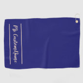 Midnight Blue Background en Bisque Elegant Name Golfhanddoek (Horizontaal)