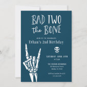 Midnight Blue Bad Two Het Bone 2e Verjaardagsfeest Kaart (Voorkant)
