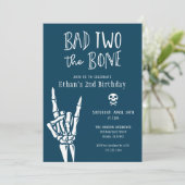 Midnight Blue Bad Two Het Bone 2e Verjaardagsfeest Kaart (Staand voorkant)