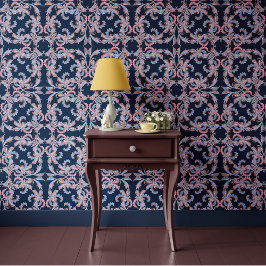 Midnight Blue Baroque Ornamental Design Behang