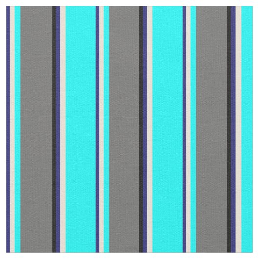 Midnight Blue, Bisque, Aqua, Dim Gray & Black Stof (Close Up)