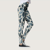 Midnight Blue Bloemen bloemblaadjespatroon Artsy L Leggings (Rechts)